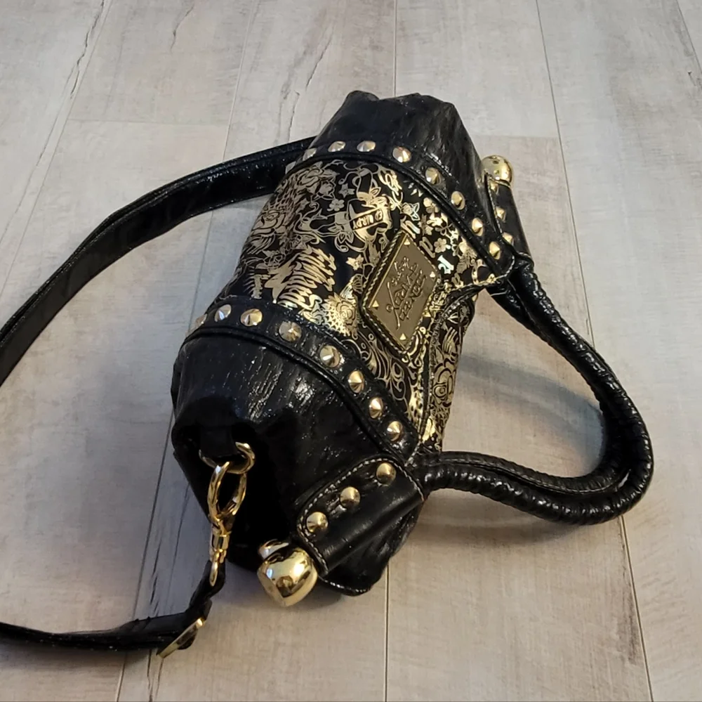 SALE Vintage Ed Hardy Mini Hobo Cross body  Purse 😍 Black with Gold Hardware! - Picture 2 of 15